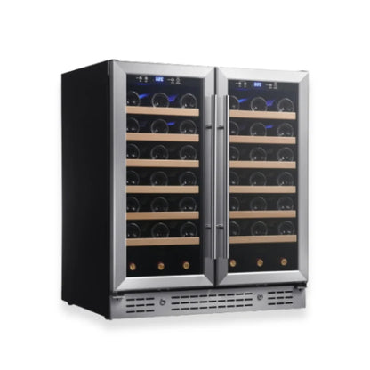 36-inch Under Bench Dual-Zone 68 Bottle Wine Cooler with Low-E Glass Door