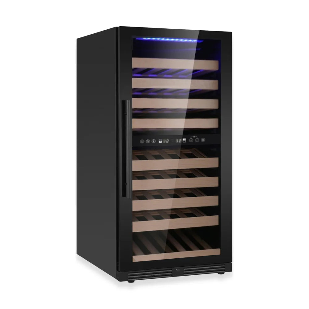 47-Inch Tall Dual Zone Left Hinge Wine Cooler with Low-E Door