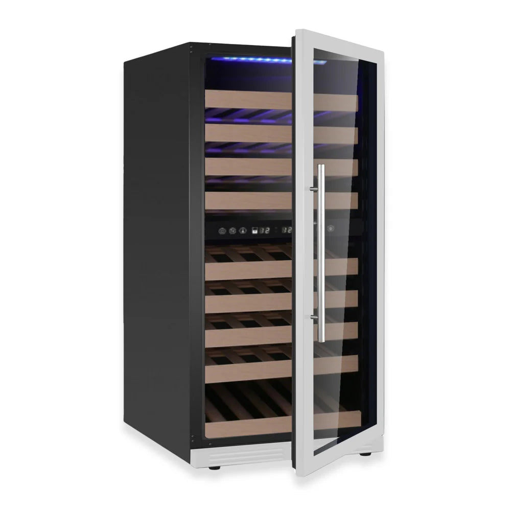 47-Inch Tall Dual Zone Left Hinge Wine Cooler with Low-E Door