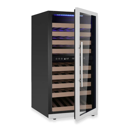 47-Inch Tall Dual Zone Left Hinge Wine Cooler with Low-E Door