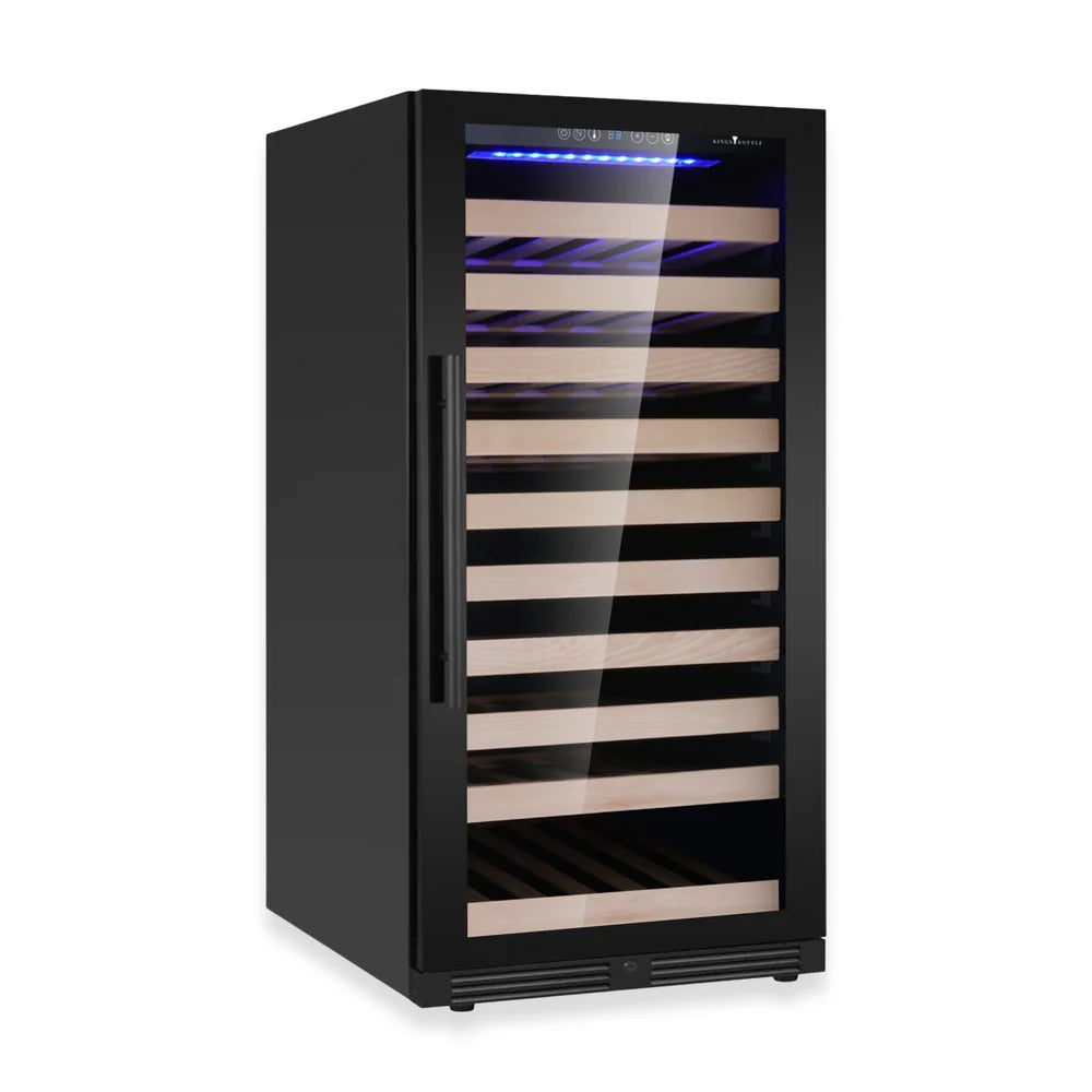 47-Inch Height Left Hinge Single Zone Wine Cooler with Low-E Black Glass Door