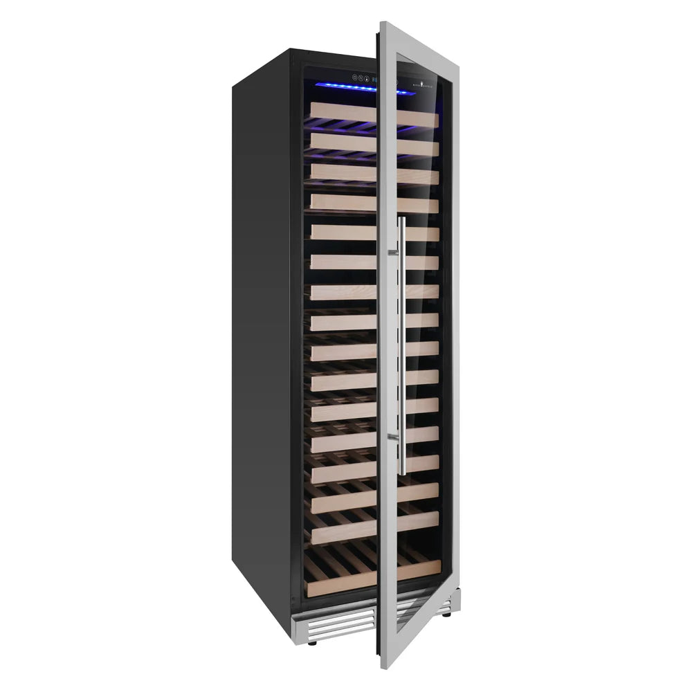 Upright Right Hinge Single Zone Large Wine Cooler With Low-E Black Glass Door