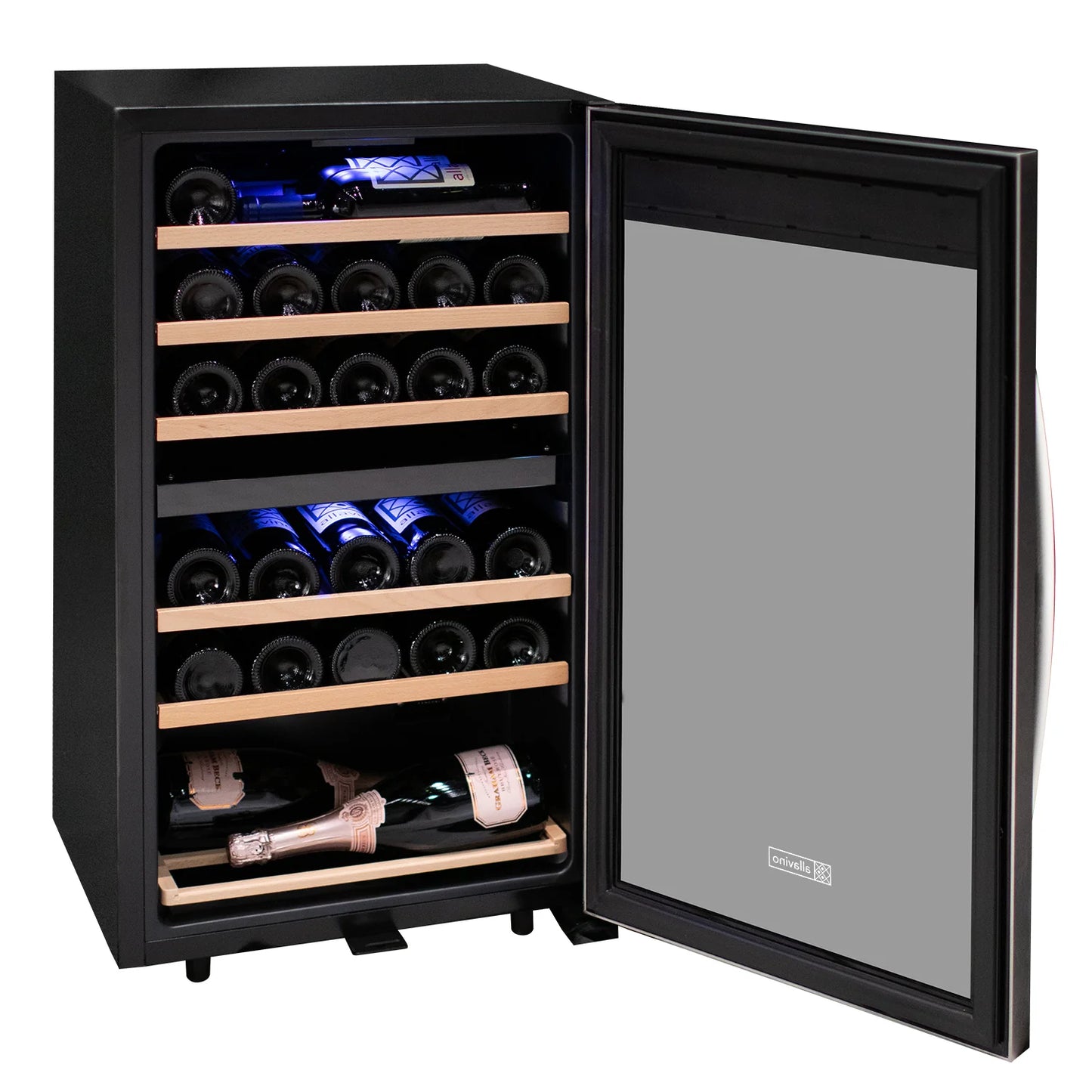 Cascina Series 28 Bottle Dual Zone Freestanding Wine Cooler Refrigerator with Stainless Steel Door