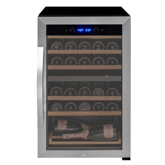 Cascina Series 28 Bottle Dual Zone Freestanding Wine Cooler Refrigerator with Stainless Steel Door