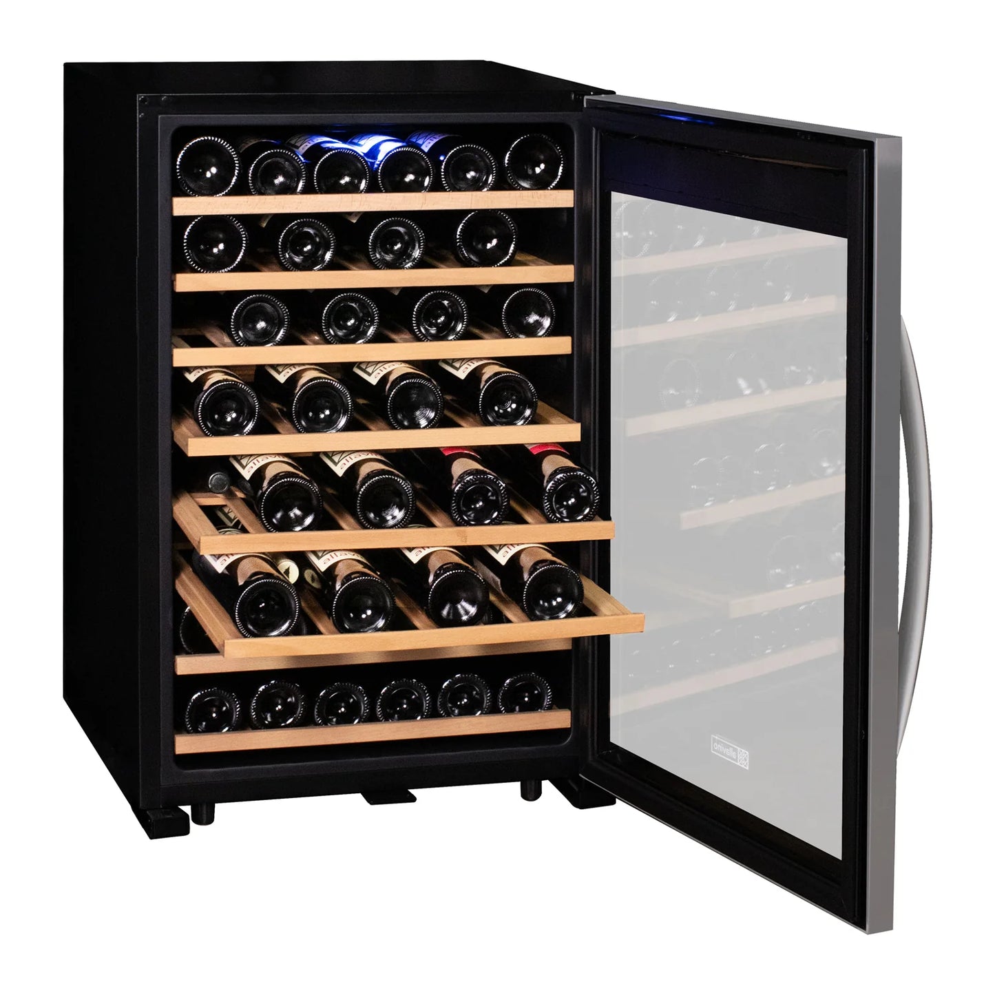 Cascina Series 55 Bottle Single Zone Freestanding Wine Refrigerator Cooler with Stainless Steel Door