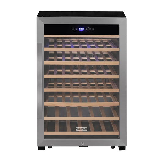 Cascina Series 55 Bottle Single Zone Freestanding Wine Refrigerator Cooler with Stainless Steel Door