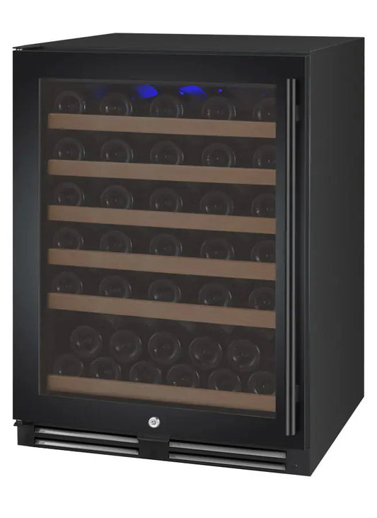 24" Wide FlexCount II Tru-Vino 56 Bottle Single Zone Black Left Hinge Wine Refrigerator