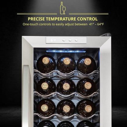 Ivation Single Zone 24-Bottle Freestanding Wine Cooler with Lock in Stainless Steel
