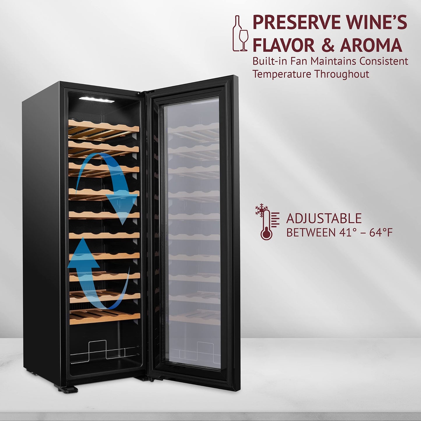 Ivation Single Zone 44-Bottle Freestanding Wine Cooler in Black