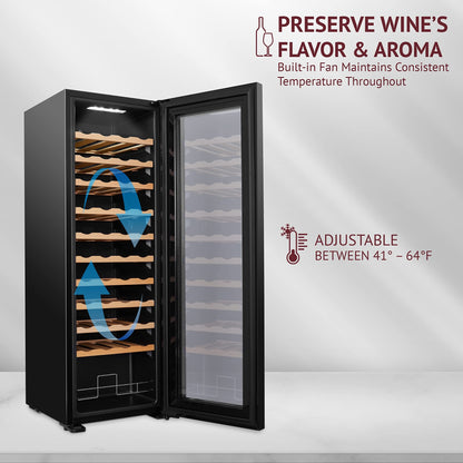Ivation Single Zone 44-Bottle Freestanding Wine Cooler in Black