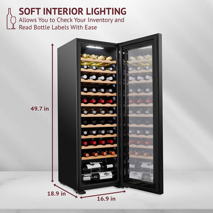 Ivation Single Zone 44-Bottle Freestanding Wine Cooler in Black