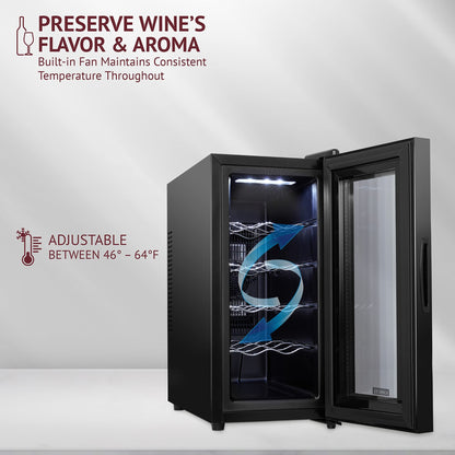 Ivation Thermoelectric 10-Bottle Freestanding Wine Cooler in Black