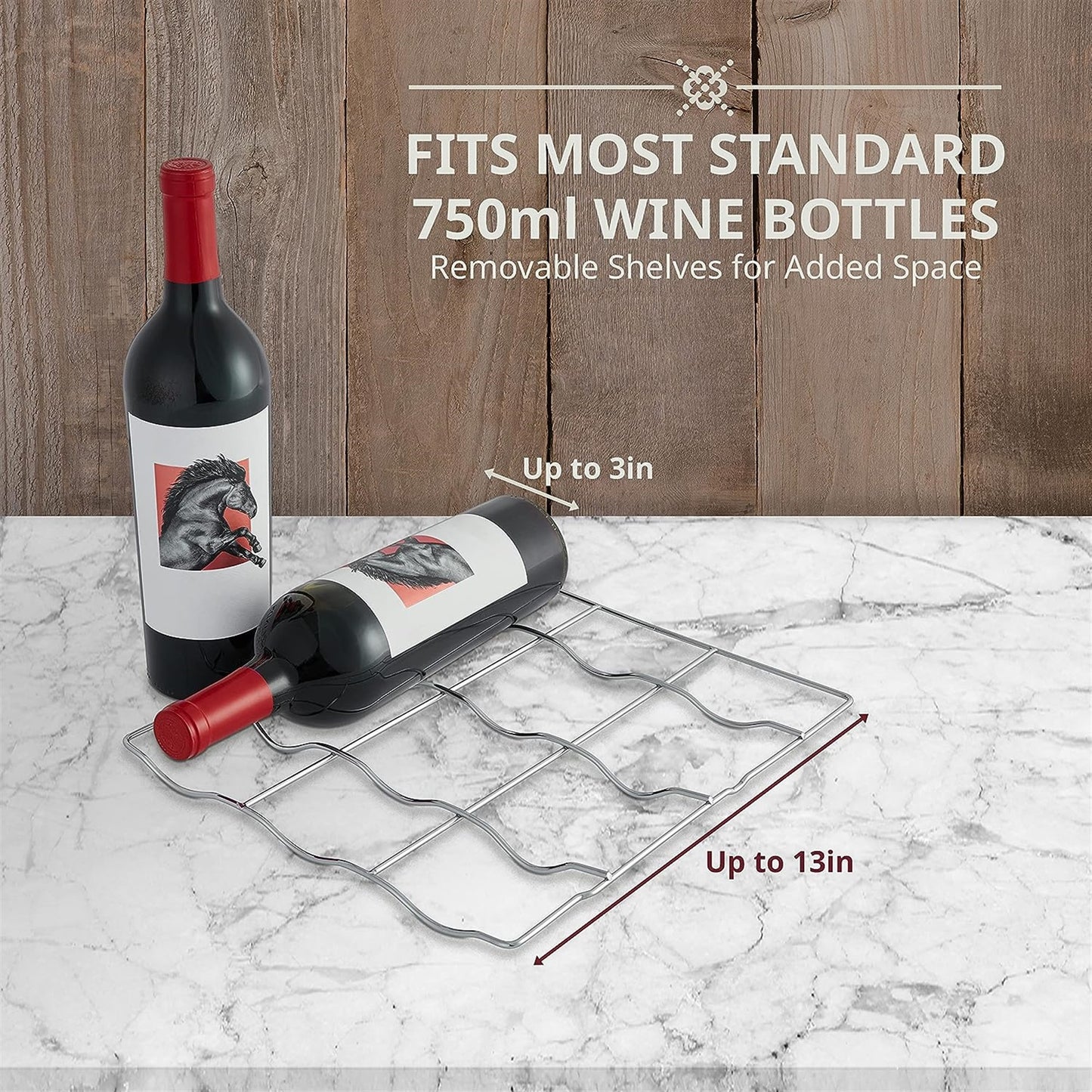 750ml Wine Bottles Removeable Shelves for Added Space