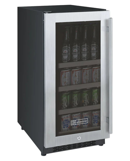 15" Wide FlexCount II Tru-Vino Stainless Steel Left Hinge Beverage Center