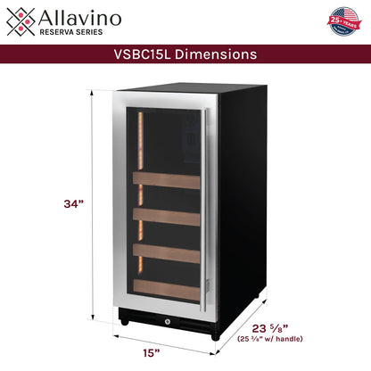 Allavino Reserva 15" Wide Built-In Beverage Center, Stainless Steel Door, Left Hinge