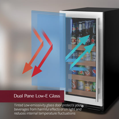 Allavino Reserva 15" Wide Built-In Beverage Center, Stainless Steel Door, Left Hinge