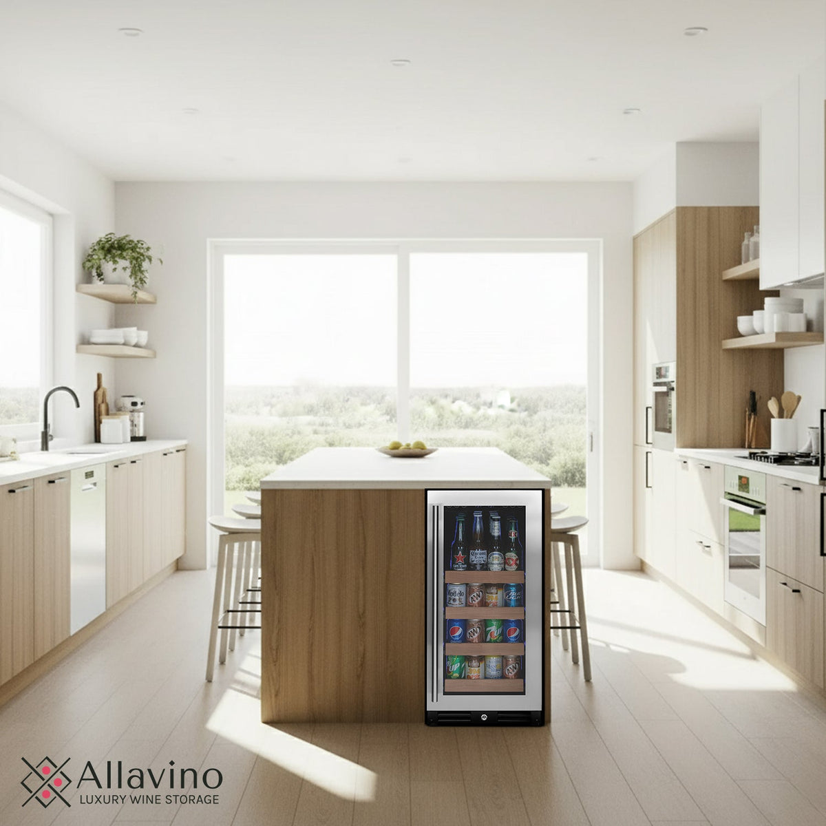 Allavino Reserva 15" Wide Built-In Beverage Center, Stainless Steel Door, Right Hinge