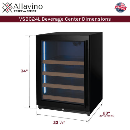 Allavino Reserva 24" Wide Built-In Beverage Center, Black Door, Left Hinge