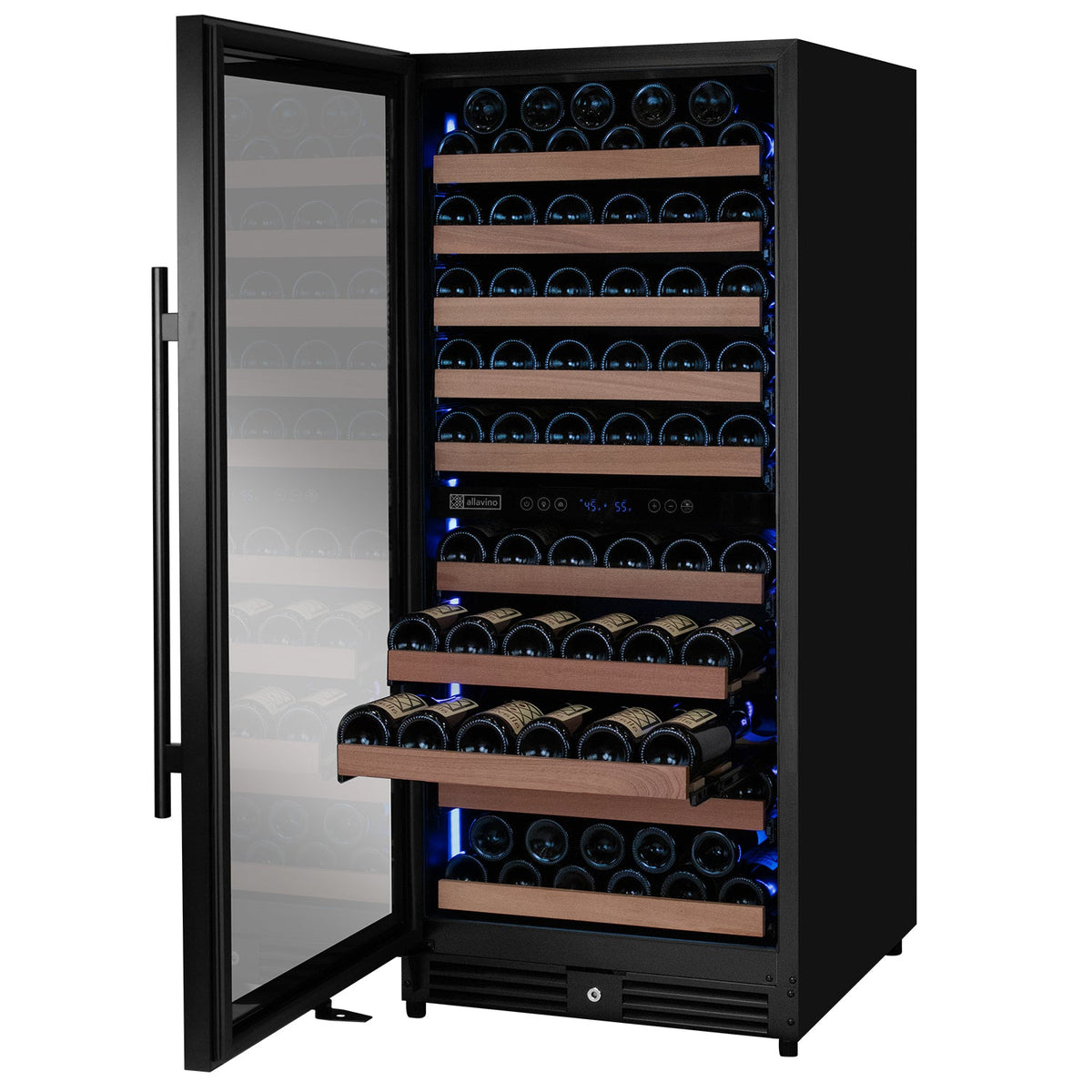 Allavino Reserva 119 Bottle 55" Semi Tall Dual Zone Built-In Wine Refrigerator, Black Metal Door, Left Hinge