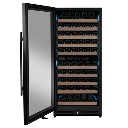 Allavino Reserva 119 Bottle 55" Semi Tall Dual Zone Built-In Wine Refrigerator, Black Metal Door, Left Hinge