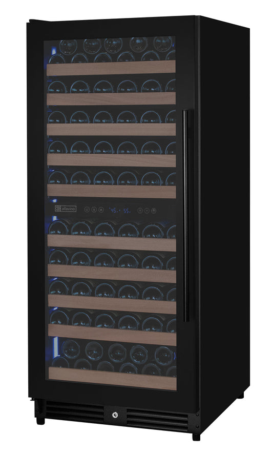 Allavino Reserva 119 Bottle 55" Semi Tall Dual Zone Built-In Wine Refrigerator, Black Metal Door, Left Hinge
