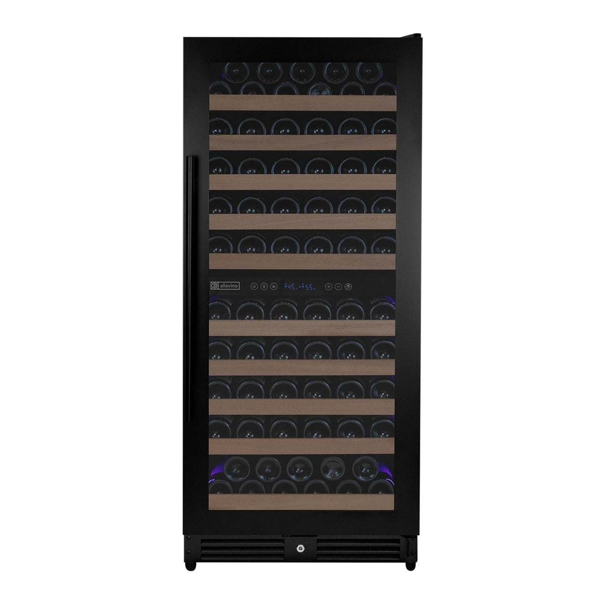 Allavino Reserva 119 Bottle 55" Semi Tall Dual Zone Built-In Wine Refrigerator, Black Metal Door, Right Hinge