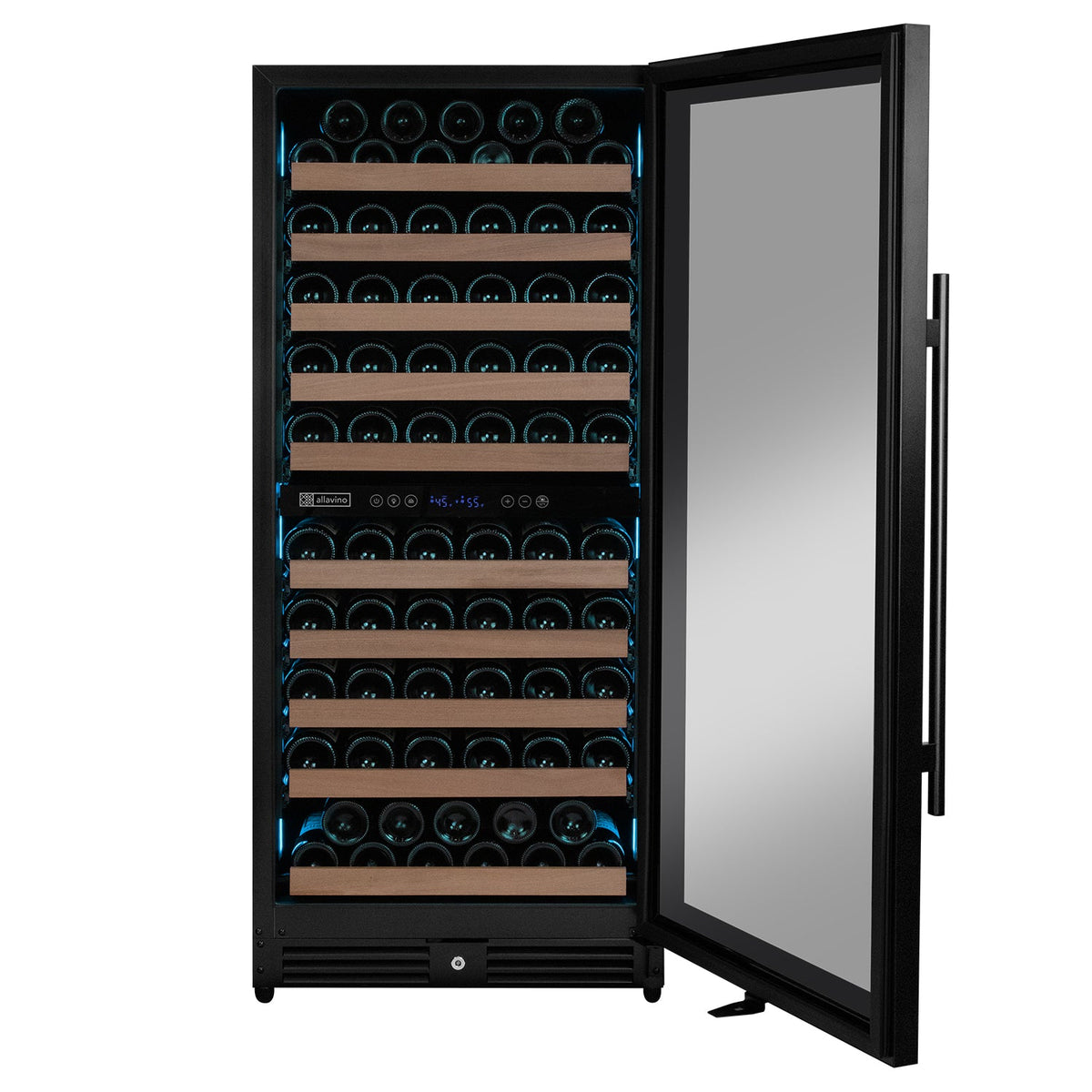 Allavino Reserva 119 Bottle 55" Semi Tall Dual Zone Built-In Wine Refrigerator, Black Metal Door, Right Hinge