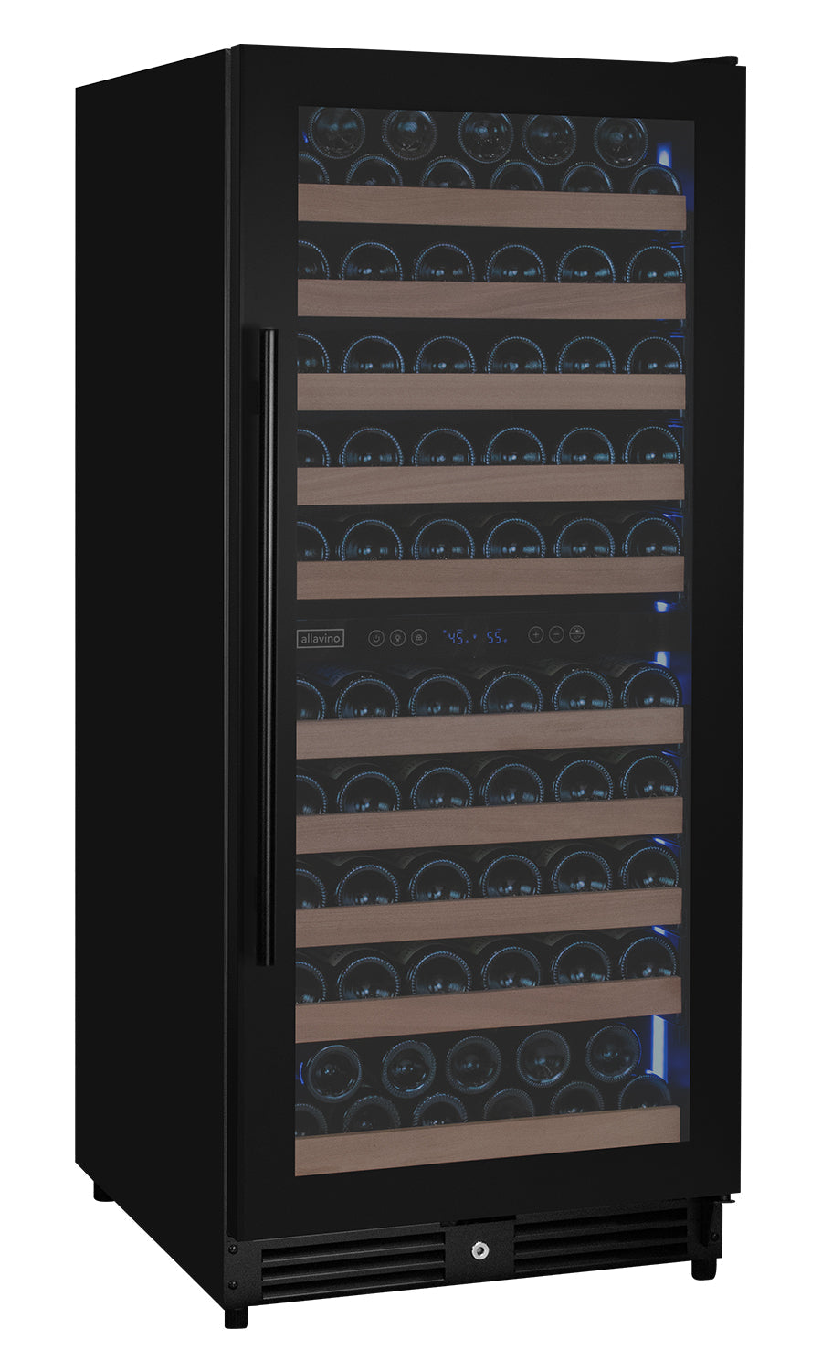 Allavino Reserva 119 Bottle 55" Semi Tall Dual Zone Built-In Wine Refrigerator, Black Metal Door, Right Hinge