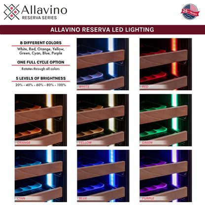 Allavino Reserva 119 Bottle 55" Semi Tall Single Zone Built-In Wine Refrigerator, Black Metal Door, Left Hinge