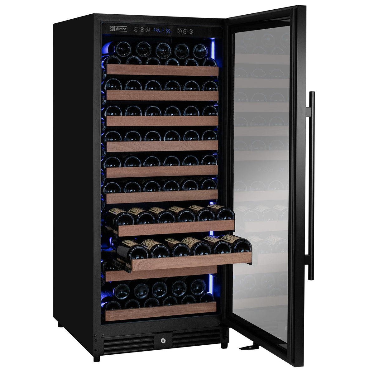 Allavino Reserva 119 Bottle 55" Semi Tall Single Zone Built-In Wine Refrigerator, Black Metal Door, Right Hinge