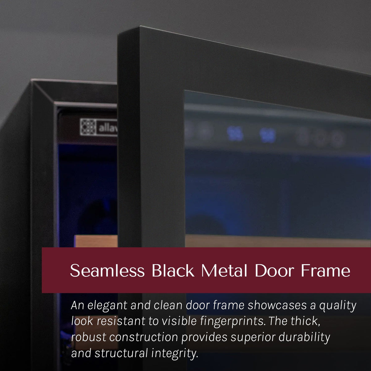 Allavino Reserva 119 Bottle 55" Semi Tall Single Zone Built-In Wine Refrigerator, Black Metal Door, Left Hinge