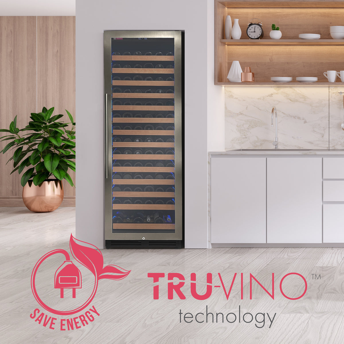 Allavino Reserva Series 163 Bottle 71" Tall Single Zone Left Hinge Stainless Steel Wine Refrigerator