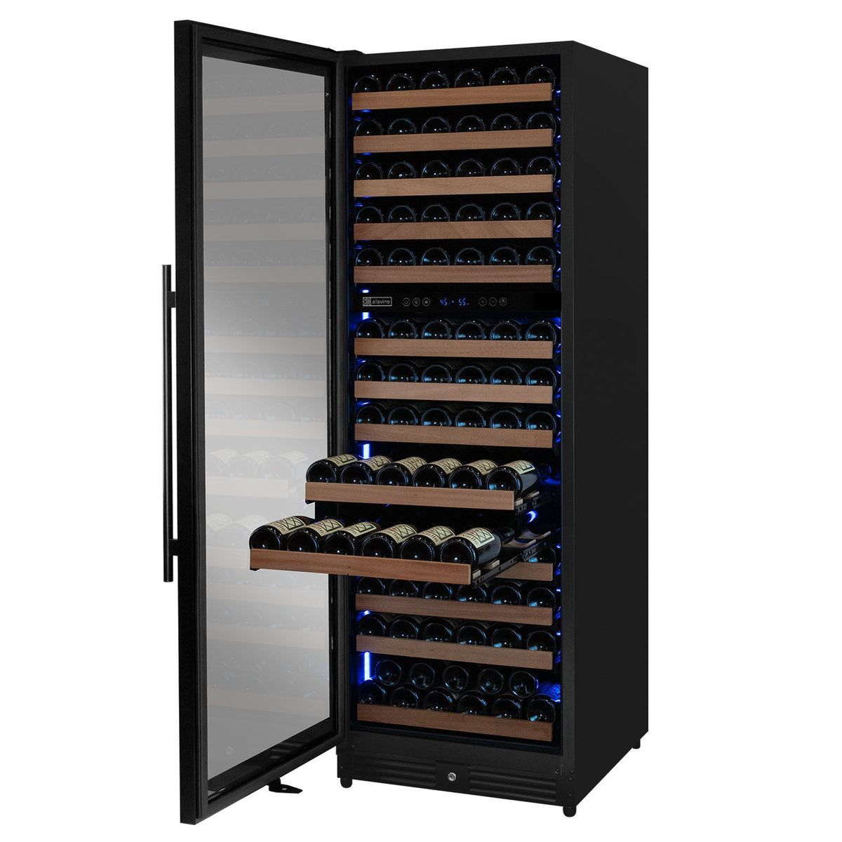 Allavino Reserva 154 Bottle 71" Tall Dual Zone Built-In Wine Refrigerator, Black Metal Door, Left Hinge