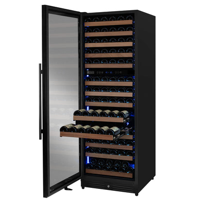 Allavino Reserva 154 Bottle 71" Tall Dual Zone Built-In Wine Refrigerator, Black Metal Door, Left Hinge