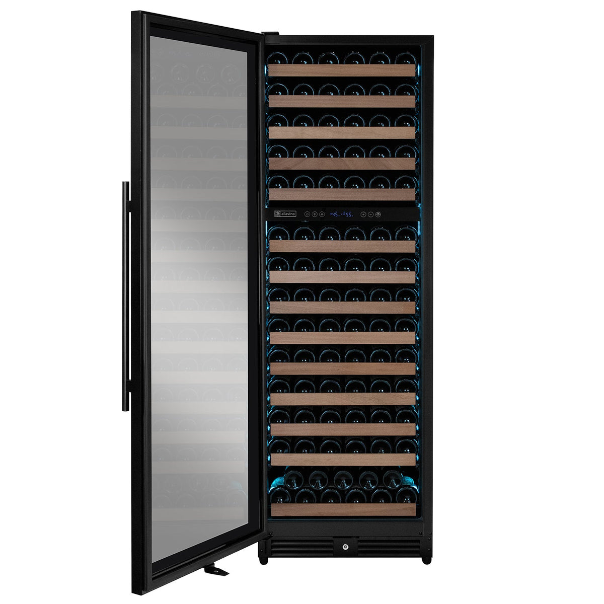 Allavino Reserva 154 Bottle 71" Tall Dual Zone Built-In Wine Refrigerator, Black Metal Door, Left Hinge