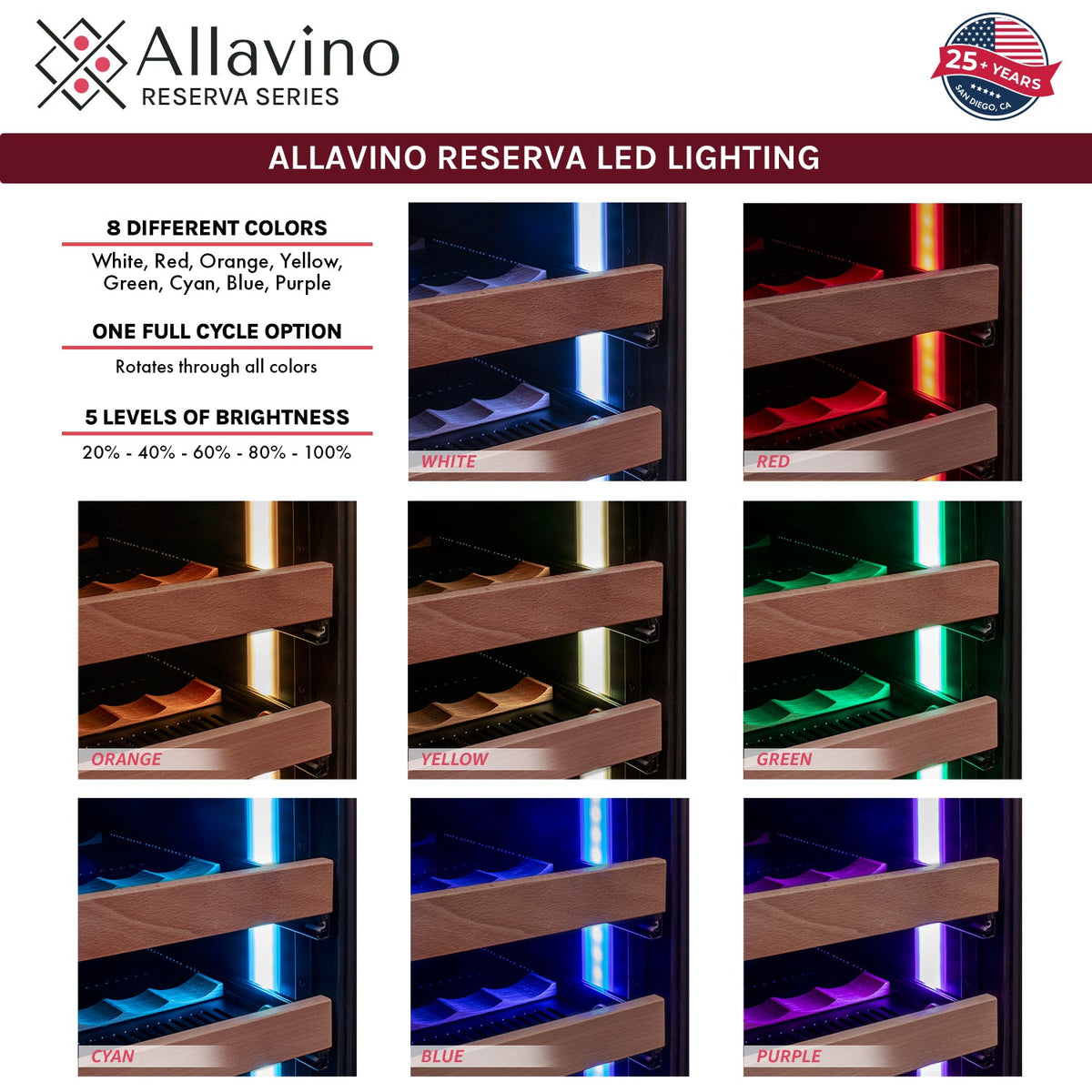 Allavino Reserva 154 Bottle 71" Tall Dual Zone Built-In Wine Refrigerator, Black Metal Door, Left Hinge