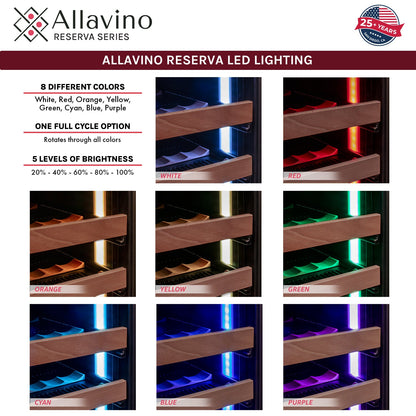Allavino Reserva 154 Bottle 71" Tall Dual Zone Built-In Wine Refrigerator, Black Metal Door, Left Hinge