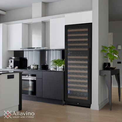 Allavino Reserva 154 Bottle 71" Tall Dual Zone Built-In Wine Refrigerator, Black Metal Door, Left Hinge