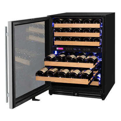 Reserva Series - 56 Bottle Dual Zone Built-in Luxury Wine Refrigerator with Stainless Steel Door - Left Hinge