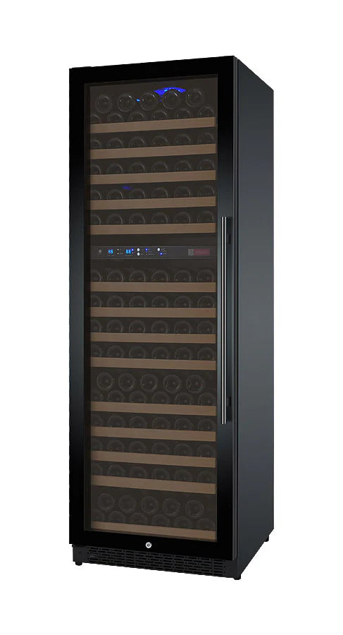 24" Wide FlexCount II Tru-Vino 172 Bottle Dual Zone Black Left Hinge Wine Refrigerator