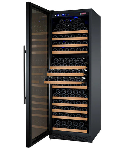 24" Wide FlexCount II Tru-Vino 177 Bottle Single Zone Black Left Hinge Wine Refrigerator