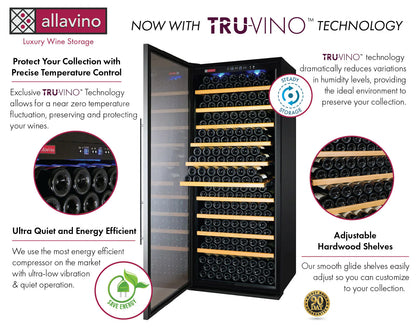 32" Wide Vite II Tru-Vino 305 Bottle Single Zone Stainless Steel Left Hinge Wine Refrigerator