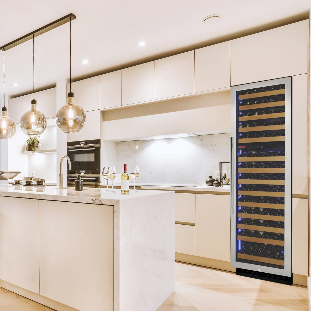 Allavino Reserva 154 Bottle 71" Tall Dual Zone Built-In Wine Refrigerator, Stainless Steel Door, Left Hinge