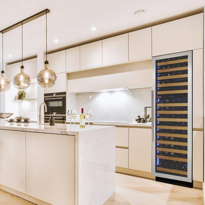 Allavino Reserva 154 Bottle 71" Tall Dual Zone Built-In Wine Refrigerator, Stainless Steel Door, Left Hinge