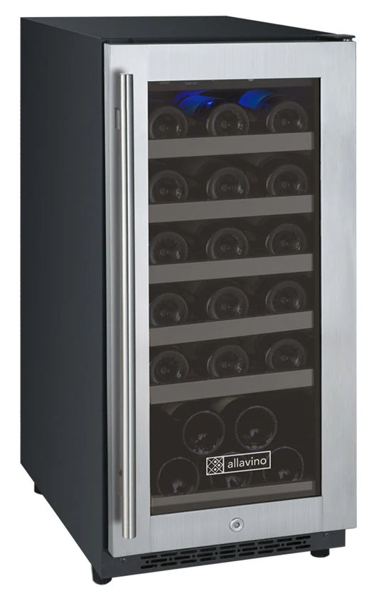 15" Wide FlexCount II Tru-Vino 30 Bottle Single Zone Stainless Steel Right Hinge Wine Refrigerator